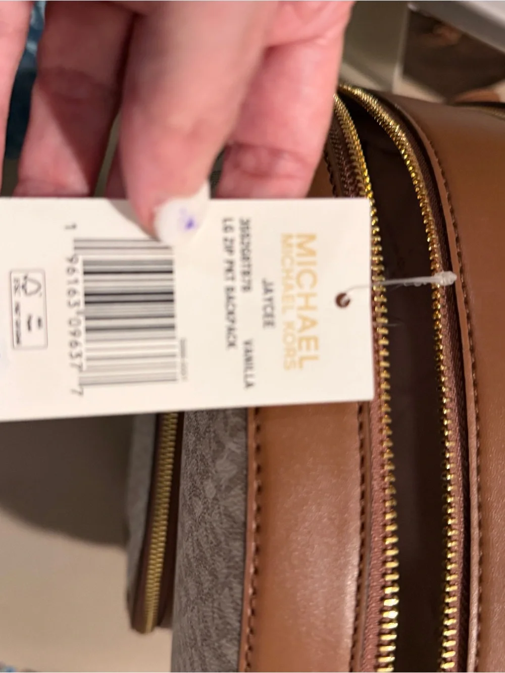 Michael Kors Cream and Brown Signature Backpack